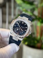 Patek Philippe Replica Watch Nautilus 5724 Custom Moissanite Diamonds Leather Strap 40mm - Image 5