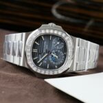 Patek Philippe Nautilus 5724G Refined Dial Copies Watch Custom Diamonds Moissanite Baguette 40mm - Image 3