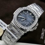 Patek Philippe Nautilus 5724G Refined Dial Copies Watch Custom Diamonds Moissanite Baguette 40mm - Image 4