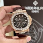 Patek Philippe Nautilus 5724R Gold Wrapped Moissanite Diamond Replica Watch 40mm - Image 3