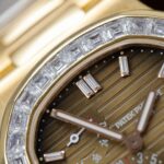 Patek Philippe Nautilus 5724R Brown Dial Imitation Watches Remake 18K Gold Wrapped + Diamonds Moissanite Baguette PPF Factory 40mm - Image 4