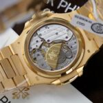 Patek Philippe Nautilus 5724R Brown Dial Imitation Watches Remake 18K Gold Wrapped + Diamonds Moissanite Baguette PPF Factory 40mm - Image 8