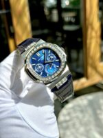 Patek Philippe Nautilus 5740G Replica Watches Blue Dial Leather Strap TWS Factory 40mm - Image 3