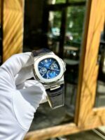 Patek Philippe Nautilus 5740G Luxury Fake Watches Blue Dial Leather Strap TWS Factory 40mm - Image 4