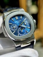Patek Philippe Nautilus 5740G Luxury Fake Watches Blue Dial Leather Strap TWS Factory 40mm - Image 5