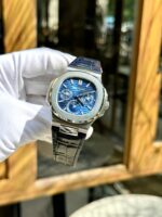 Patek Philippe Nautilus 5740G Luxury Fake Watches Blue Dial Leather Strap TWS Factory 40mm - Image 2