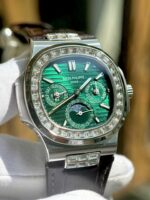 Patek Philippe Nautilus 5740G Replica Watches Green Dial Leather Strap TWS Factory 40mm - Image 6