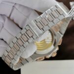 Patek Philippe Nautilus 5980 Replica Watch 18K Gold Wrapped + Diamonds Moissanite Custom 40.5mm - Image 9