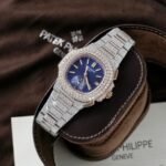 Patek Philippe Nautilus 5980 Replica Watch 18K Gold Wrapped + Diamonds Moissanite Custom 40.5mm - Image 2