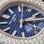 Patek Philippe Nautilus 5980 Replica Watch 18K Gold Wrapped + Diamonds Moissanite Custom 40.5mm - Image 5