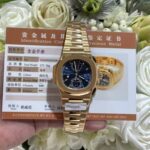 Patek Philippe Nautilus 5990 Blue Dial Luxury Fake Watches 18K Gold Wrapped Custom 40.5mm