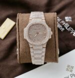 Patek Philippe Nautilus 7118 Replica Watch Gold Wrapped + Moissanite Diamonds Custom 35.2mm - Image 2