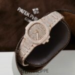 Patek Philippe Nautilus 7118 Replica Watch Gold Wrapped + Moissanite Diamonds Custom 35.2mm - Image 4