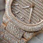 Patek Philippe Nautilus 7118 Replica Watch Gold Wrapped + Moissanite Diamonds Custom 35.2mm - Image 7