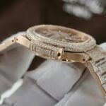 Patek Philippe Nautilus 7118 Replica Watch Gold Wrapped + Moissanite Diamonds Custom 35.2mm - Image 9