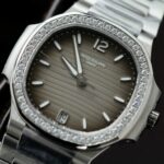Patek Philippe Nautilus 7118 Copies Watch Gray Dial Custom Diamonds Moissante 3K Factory 35.2mm - Image 4