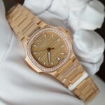 Patek Philippe Nautilus 7118 Women Replica Watch Custom Gold Wrapped + Diamonds Moissanite 3K Factory 35.2mm - Image 2