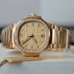 Patek Philippe Nautilus 7118 Women Replica Watch Custom Gold Wrapped + Diamonds Moissanite 3K Factory 35.2mm - Image 3