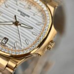 Patek Philippe Nautilus 7118 Replica Watches White Dial Bezel Moissanite Diamonds Custom 35.2mm - Image 6