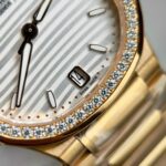 Patek Philippe Nautilus 7118 Replica Watches White Dial Bezel Moissanite Diamonds Custom 35.2mm - Image 5