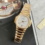 Patek Philippe Nautilus 7118 Replica Watches White Dial Bezel Moissanite Diamonds Custom 35.2mm - Image 2