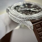 Patek Philippe Replica Watch Aquanaut 5067 Dial Brown Custom Diamonds Moissanite 35.6mm - Image 4
