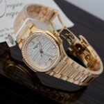 Patek Philippe Women White Dial Copies Watches Nautilus 7118 Gold Wrapped + Moissanite Diamonds 3K Factory 35.2mm - Image 4