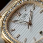 Patek Philippe Women White Dial Copies Watches Nautilus 7118 Gold Wrapped + Moissanite Diamonds 3K Factory 35.2mm - Image 5