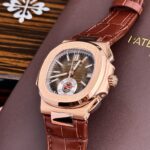 Patek Philippe Replica Watch Nautilus 5980 Brown Dial Leather Strap 40mm - Image 3