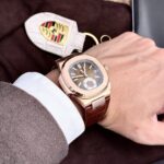 Patek Philippe Replica Watch Nautilus 5980 Brown Dial Leather Strap 40mm - Image 6