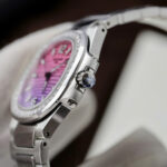 Patek Philippe Imitation Watches Nautilus 7010R Women Purple Pink Dial Bezel Diamonds CZ GR Factory 32mm - Image 8