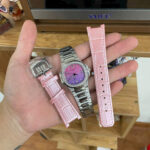 Patek Philippe Imitation Watches Nautilus 7010R Women Purple Pink Dial Bezel Diamonds CZ GR Factory 32mm