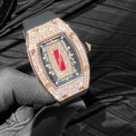 Richard Mille RM007 Replica Watch Rose Gold Wrapped With Full Natural Diamond 36mm - Image 4