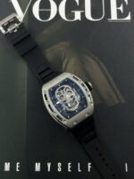 Richard Mille Luxury Fake Watches RM052 Flyback Tourbillon Skull Rubber Strap 43mm