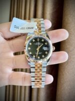 Rolex Replica Watches DateJust Black Dial Gold Wrapped GM Factory 36mm