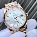 Rolex Best Fake Watch Day-Date Mother Of Pearl Dial Moissanite Gold Wrapped GM Factory 40mm - Image 5