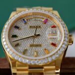 Rolex Day-Date Copies Watches Custom 18K Gold Wrapped + Moissanite Diamonds GM Factory 36mm - Image 5