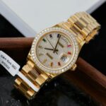 Rolex Day-Date Copies Watches Custom 18K Gold Wrapped + Moissanite Diamonds GM Factory 36mm - Image 2