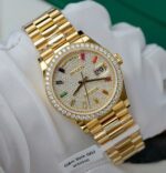 Rolex Day-Date Copies Watches Custom 18K Gold Wrapped + Moissanite Diamonds GM Factory 36mm - Image 4