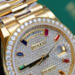 Rolex Day-Date Copies Watches Custom 18K Gold Wrapped + Moissanite Diamonds GM Factory 36mm - Image 6