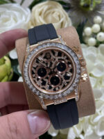 Rolex Daytona 116588TBR Giraffeb Chestnut Imitation Watches 18K Gold Wrapped + Moissanite Diamonds Custom 40mm - Image 3