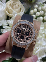Rolex Daytona 116588TBR Giraffeb Chestnut Imitation Watches 18K Gold Wrapped + Moissanite Diamonds Custom 40mm - Image 4