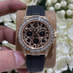 Rolex Daytona 116588TBR Giraffeb Chestnut Imitation Watches 18K Gold Wrapped + Moissanite Diamonds Custom 40mm