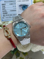 Rolex Land-Dweller 127286TBR Replica Watches 18K Gold Wrapped + Moissanite Diamonds Baguette 40mm - Image 5