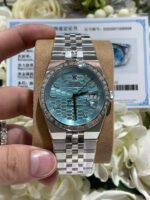 Rolex Land-Dweller 127286TBR Replica Watches 18K Gold Wrapped + Moissanite Diamonds Baguette 40mm - Image 4