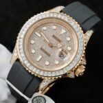 Rolex Yacht-Master Replica Watches Gold Wrapped + Moissanite Diamonds Hong Kong 40mm - Image 3