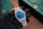 Rolex DateJust 126334 Replica Watch Blue Dial Full Diamond Moissanite 41mm - Image 4