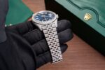 Rolex DateJust 126334 Replica Watch Blue Dial Full Diamond Moissanite 41mm - Image 6
