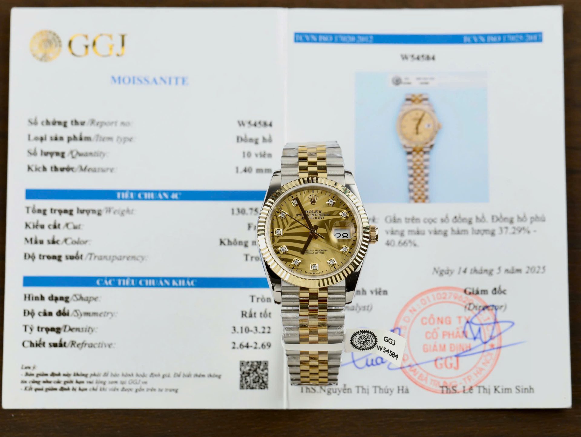 Dong-Ho-Rolex-DateJust-Boc-Vang-18K-Mat-La-Co-GM-Replica-36mm-1.jpg Rolex DateJust 18K Gold Wrapped Replica Watch Palm Leaf Dial GM 36mm - Image 1