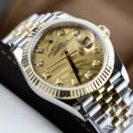 Rolex DateJust 18K Gold Wrapped Replica Watch Palm Leaf Dial GM 36mm - Image 4